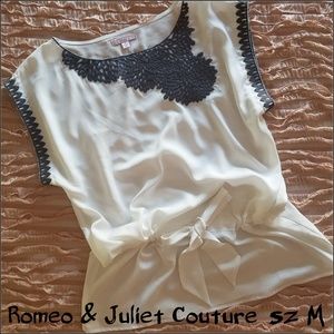 Romeo & Juliet Couture White Dropwaist Blouse sz M
